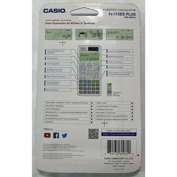 Casio fx-115ES Plus Scientific Calculator Natural Textbook Display New Sealed - Picture 2 of 2
